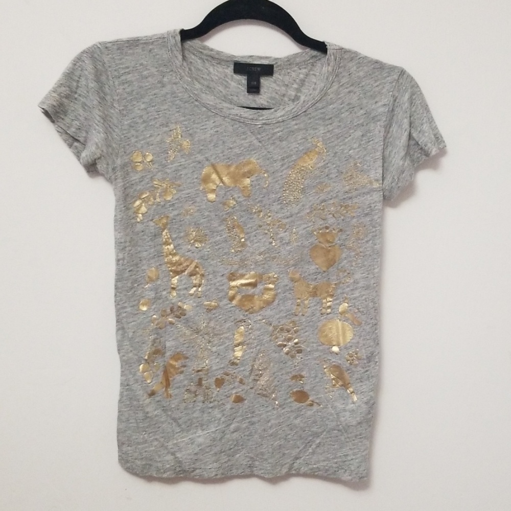 2/$16💎J. Crew Gold Nature Print T-shirt